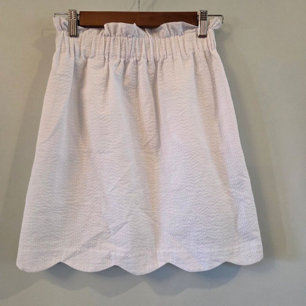 Lauren James White Seer Sucker Scalloped Skirt